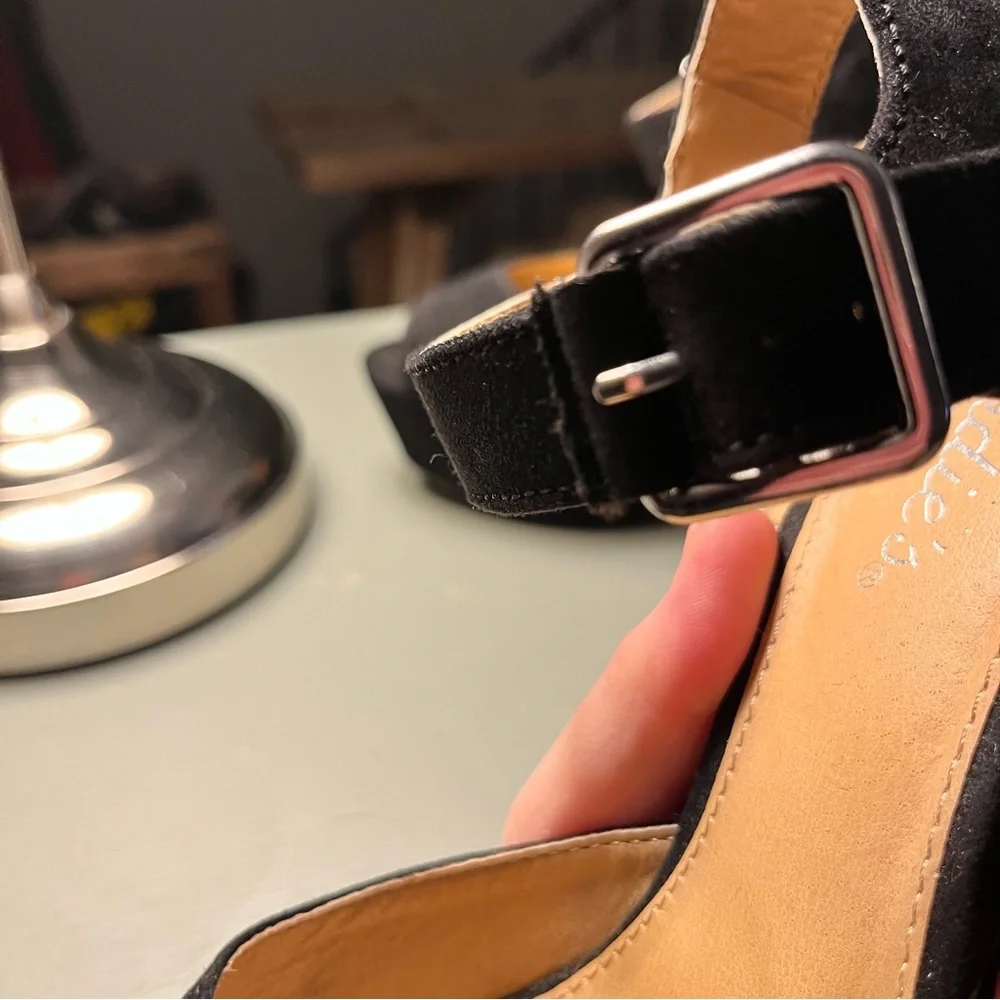 Black Suede Platform Heel Sandals - Women's Candie’s size 7 NWOT buckle straps - Picture 9 of 13